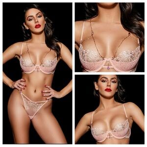 NWT Honey Birdette Ruby Pink Diamond Set Bra 32DDD/E